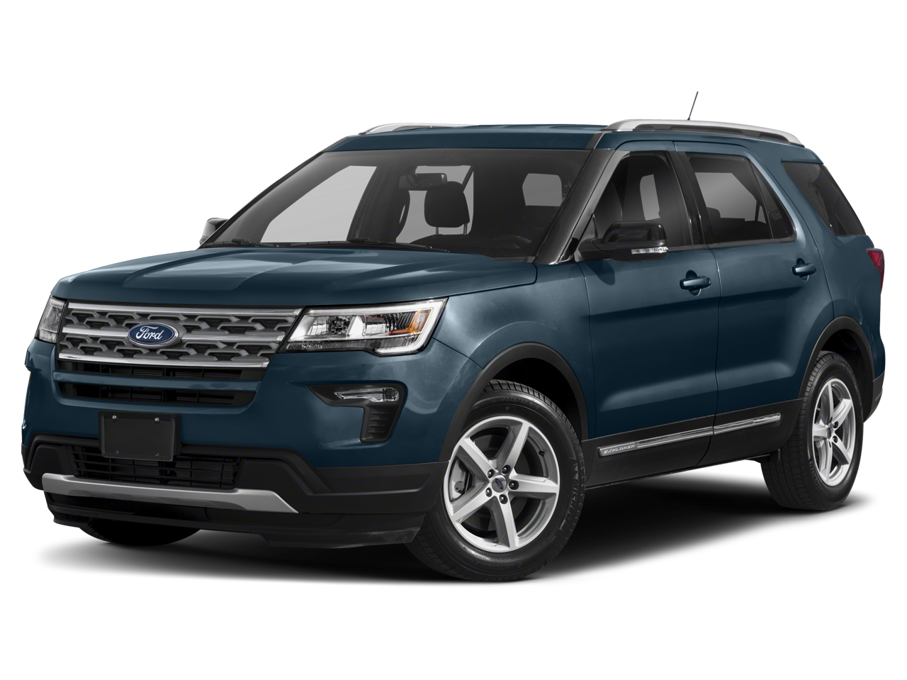 2019 Ford Explorer XLT in Burgundy — front three-quarter view