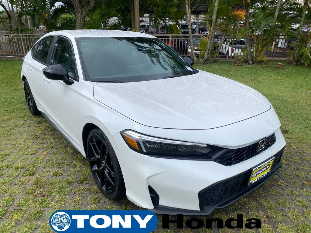 2026 Honda Civic Sport in Platinum White Pearl — front three-quarter view