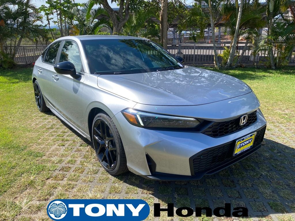 2026 Honda Civic Sport in Solar Silver Metallic — front three-quarter view