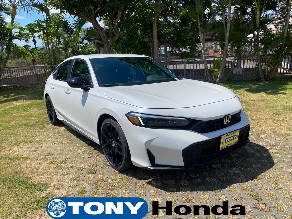 2026 Honda Civic Sport in Platinum White Pearl — front three-quarter view