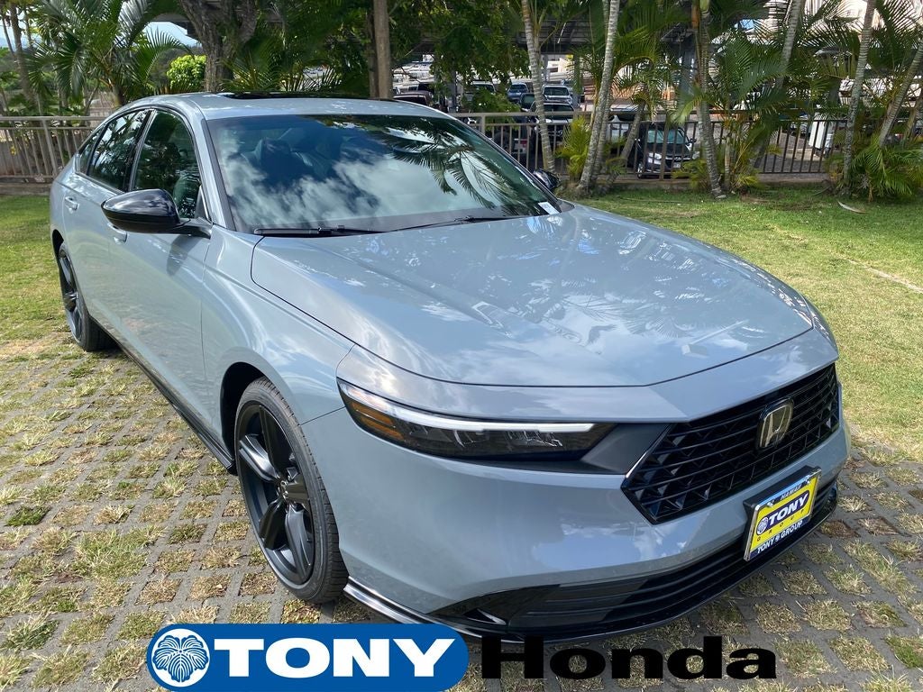 2026 Honda Accord Hybrid Sport-L in Urban Gray Pearl — front three-quarter view