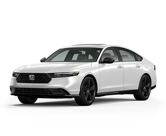 2026 Honda Accord Hybrid Sport-L in Platinum White Pearl — front three-quarter view