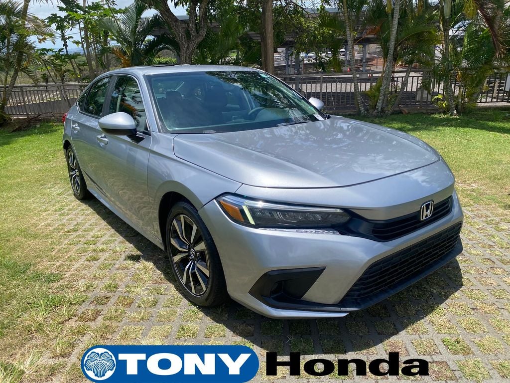 2022 Honda Civic EX in Lunar Silver Metallic — front three-quarter view