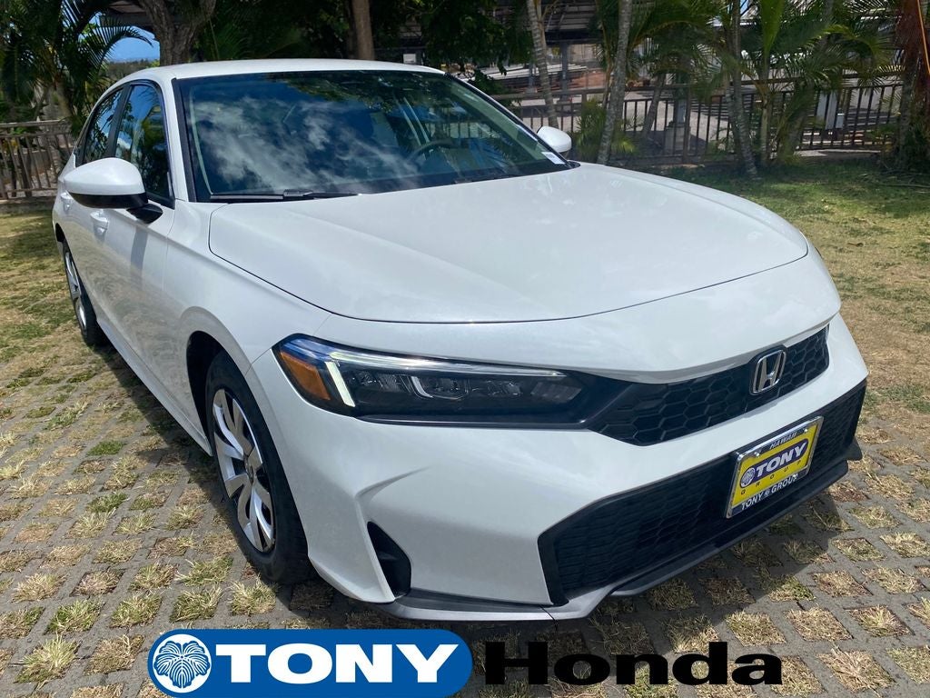 2026 Honda Civic LX in Platinum White Pearl — front three-quarter view
