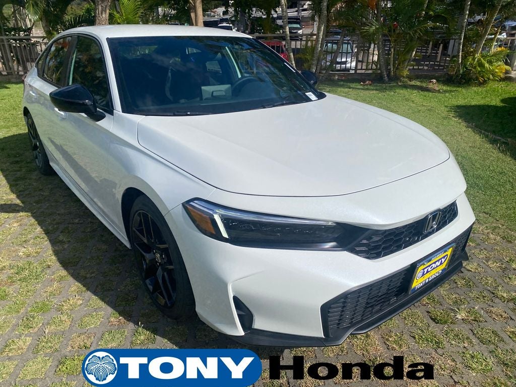 2026 Honda Civic Sport in Platinum White Pearl — front three-quarter view