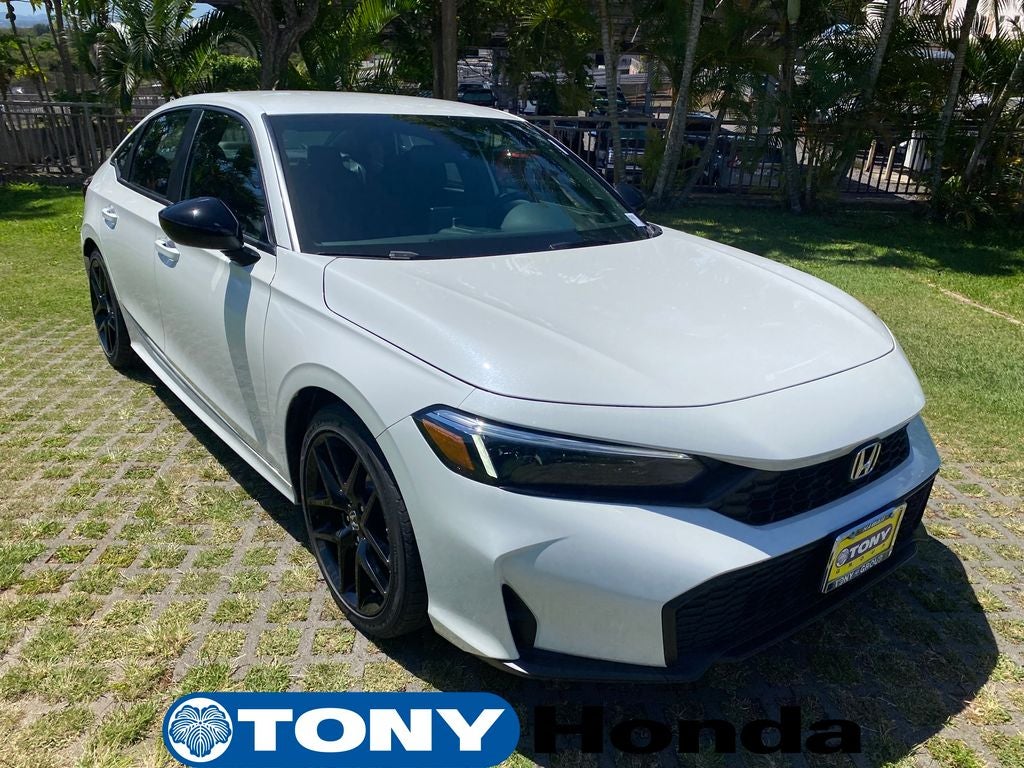 2026 Honda Civic Sport in Platinum White Pearl — front three-quarter view