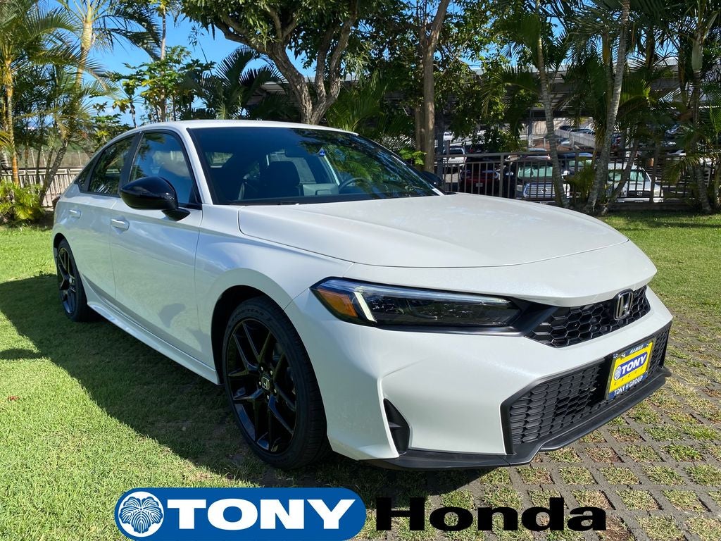 2026 Honda Civic Sport in Platinum White Pearl — front three-quarter view