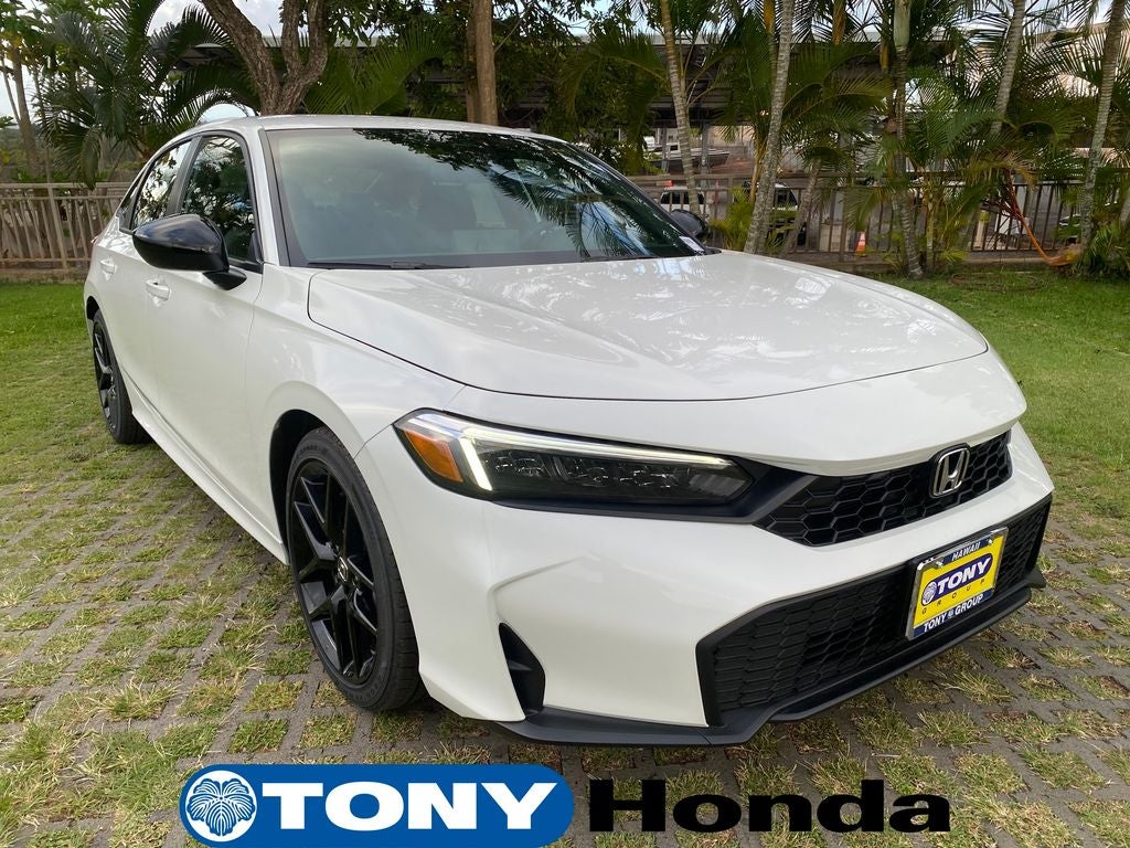 2026 Honda Civic Sport in Platinum White Pearl — front three-quarter view