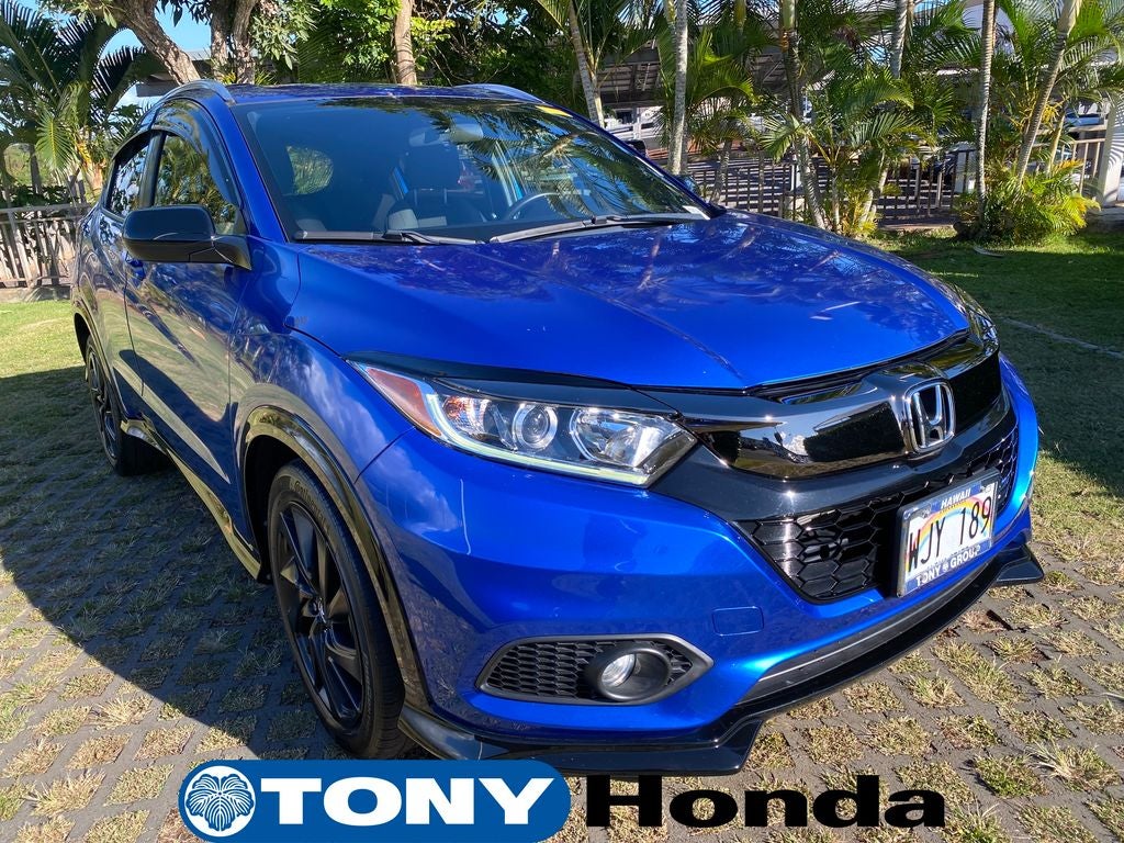 2022 Honda HR-V Sport in Aegean Blue Metallic — front three-quarter view