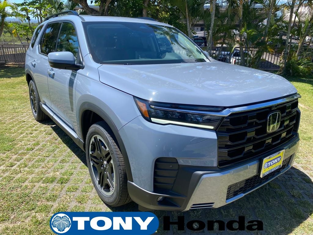 2026 Honda Pilot Touring in Sonic Gray Pearl — front three-quarter view