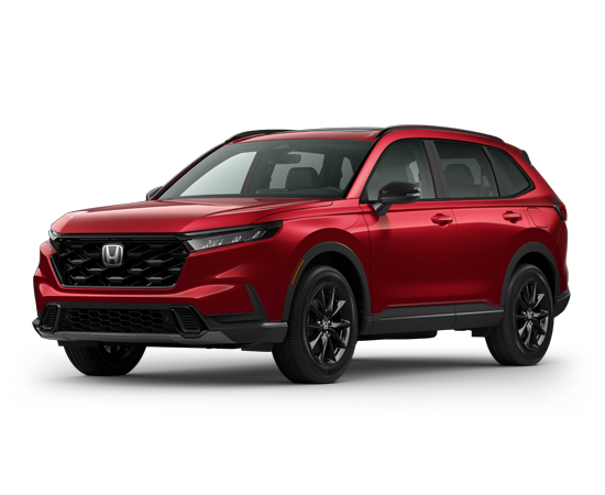 2026 Honda CR-V Hybrid Sport-L in Radiant Red Metallic — front three-quarter view