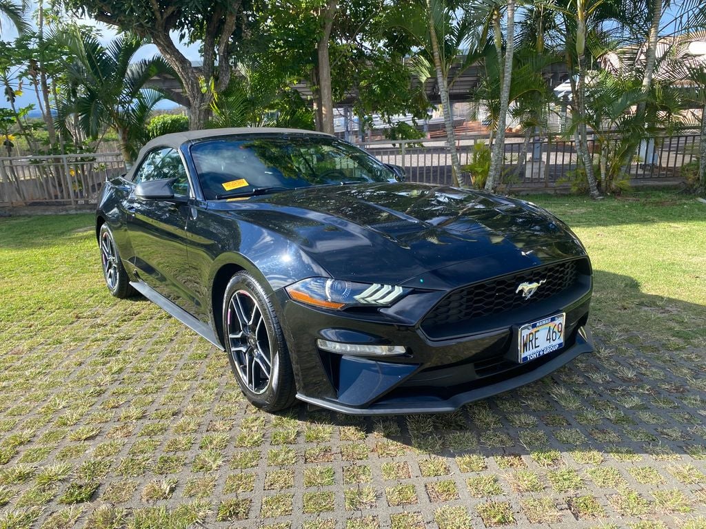 2018 Ford Mustang EcoBoost Premium in Shadow Black — front three-quarter view