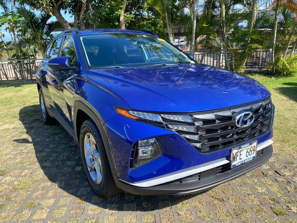 2022 Hyundai Tucson SEL in Intense Blue — front three-quarter view