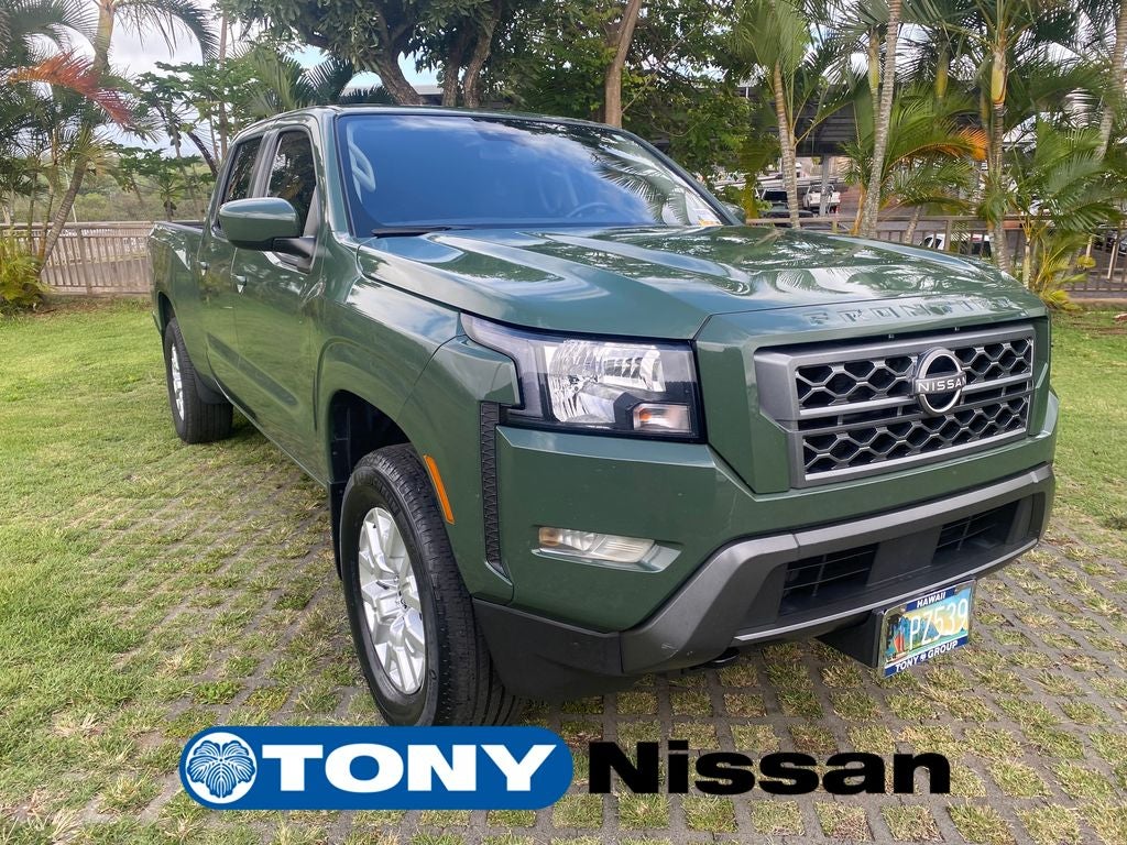 2023 Nissan Frontier SV in Tactical Green Metallic — front three-quarter view